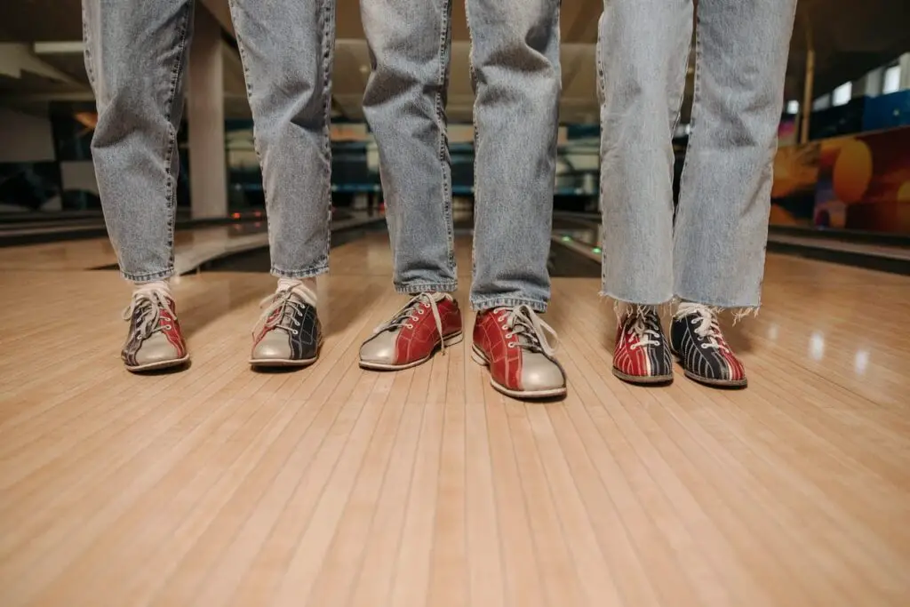 three pairs of bowling shoes