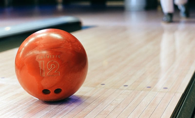 12 pound bowling ball with scuff marks